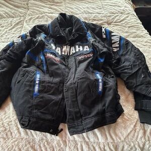 Yamaha snowmobile for Jacket pants and boots for men in Black and Blue
